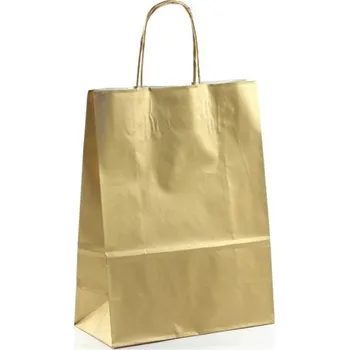 Dárková taška Papírová taška 180x80x220 mm zlatá / 25 kusů / kroucené ucho