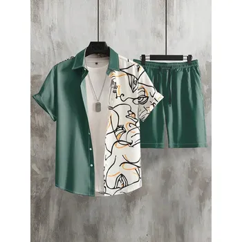 Pánská letní sada – tričko a kraťasy, streetwear styl Velikost: 5XL, Barva (Varianta): a1211105