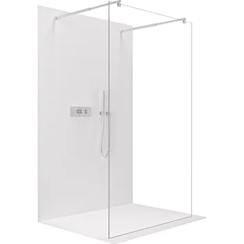 CERANO - Sprchová zástěna Walk-in Onyx Duo L/P - 10 mm - kulatá vzpěra - chrom, transparentní sklo - 110x200 cm