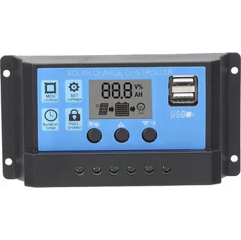 IP kamera Solární regulátor nabíjení PWM 12V 24V LCD 60A