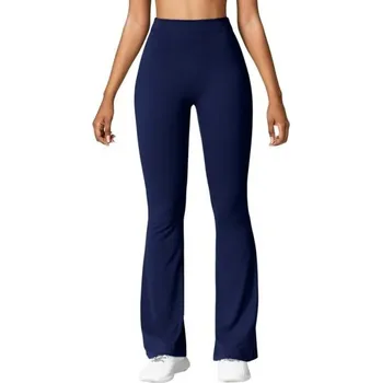 Dámské legíny Dámské módní pevné legíny s pasem do V Push-up efekt Vysoký pas Uplý střih Rozšířené nohavice Elegantní tvarující kalhoty na běžné nošení tmavě modrá XXL