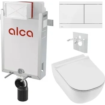 Alcadrain Set modul k zazdění, WC Mio, sedátko s tlač.nerez/bílá FUN-WHITE KAE138