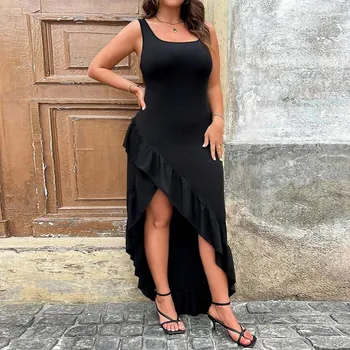 Dámské šaty letní šaty – vysoký pas, větší velikosti, formální střih Barva: Černá, Velikost: XL