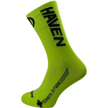 Pánské ponožky HAVEN Cyklistické ponožky klasické - LITE SILVER NEO LONG 2PAK - žlutá/černá 37-39