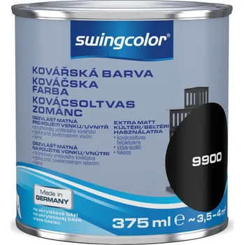 Lak na dřevo Swingcolor Barevný email kovářský, černý, matný, 375 ml 6111 T0375 9900