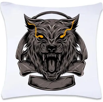 Dekorativní polštářek DOBRÝ TRIKO Polštář s potiskem 40 x 40 cm Vlčí hlava Oboustranný tisk: NE