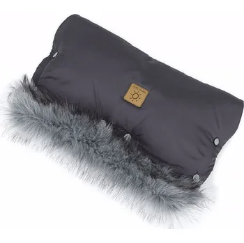 Rukávník Rukávník do kočárku s kožešinou - Grafit/avokádo