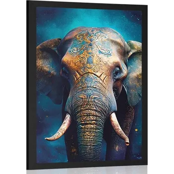Plakát Dovido Plakát modro-zlatý slon