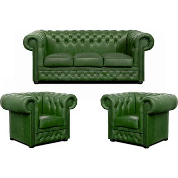 Sedací souprava Falco Sedací souprava Chesterfield Lord 3+1+1 kůže zelená