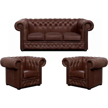 Sedací souprava Falco Sedací souprava Chesterfield Lord 3+1+1 kůže hnědá