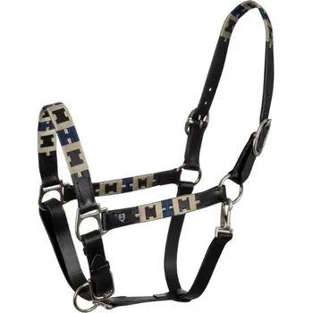 Kožená ohlávka EQUESTRO Geometric hnědá FULL