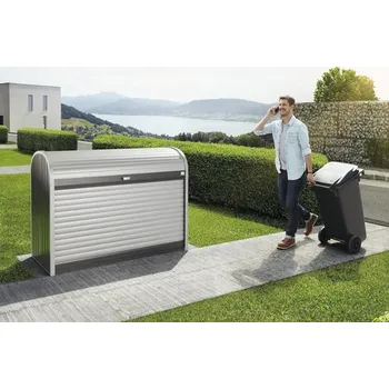 Zahradní úložný box Přístřešek na popelnice Biohort StoreMax 160 plechový 163 x 78 x 120 cm tmavě šedý metalický