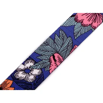 Hladký oboustranný popruh paisley šíře 38 mm, barva 1 modrá