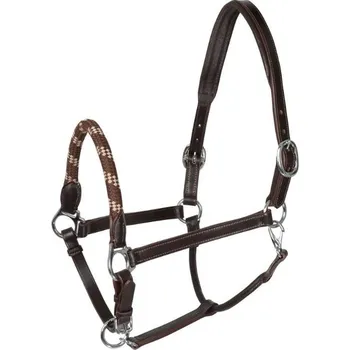 Kožená ohlávka ACAVALLO s provázkovým nánosníkem brown FULL