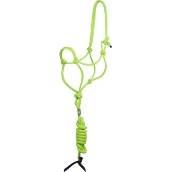 Provazová ohlávka POOLS s vodítkem lime