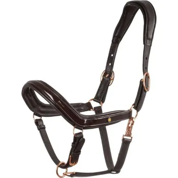 Kožená ohlávka EQUESTRO Rose Gold hnědá COB