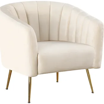 Křeslo Designové křeslo, béžová Velvet látka/gold chrom-zlatý, BAGY