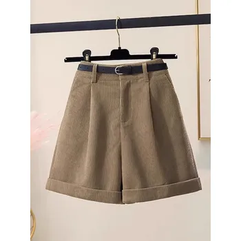 Dámské kraťasy Manšestrové kraťasy s vysokým pasem Barva: Khaki, Velikost: XL