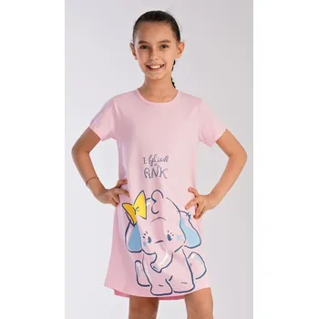 Vienetta Kids Dětská noční košile s krátkým rukávem Slon: světle lososová 13 - 14