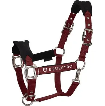 Ohlávka s vodítkem EQUESTRO nastavitelná vínová PONY