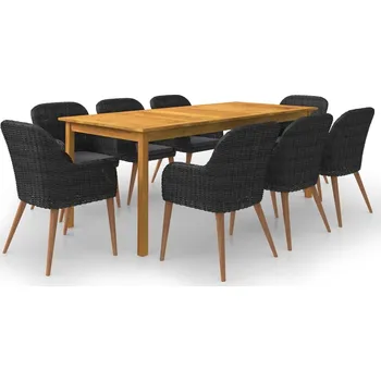 9dílný zahradní jídelní set černý Černý 3067920