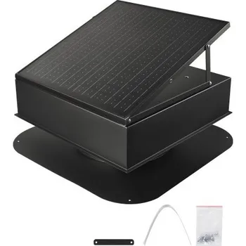 Domácí ventilátor VEVOR Střešní ventilátor pro podkroví, 35W inteligentní solární střešní ventilátor s automatickou regulací teploty, průtok vzduchu 2400 CFM, vestavěný bezkartáčový stejnosměrný motor pro chlazení a odvlhčování, bez dálkového ovládání