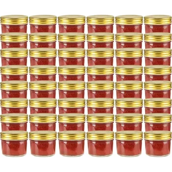 Dóza na potraviny vidaXL Zavařovací sklenice se mi víčky 48 ks 110 ml [50793] Barva: zlatá