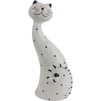 Vánoce Dekorační figurka kočka, výška: 22,5 cm, bílá&nbsp;X6621