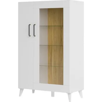 Obývací stěna Casarredo Vitrína nízká PIRASTU 15 2D ořech americký/bílá