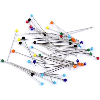 Špendlíky se skleněnou hlavičkou délka 31 mm Varianta: mix barev, Balení: 20 krab.