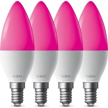 LED panel TP-Link Tapo L430C(4-pack) chytrá WiFi stmívatelná LED žárovka (barevná,2500K-6500K,470lm,2,4GHz,E14)