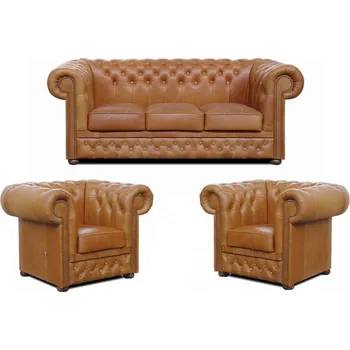 Sedací souprava Falco Sedací souprava Chesterfield Lord 3+1+1 kůže koňak