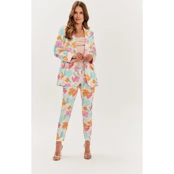 Dámské kalhoty NAOKO Kalhoty z materiálu Painted Memories Barevná Regular Fit S