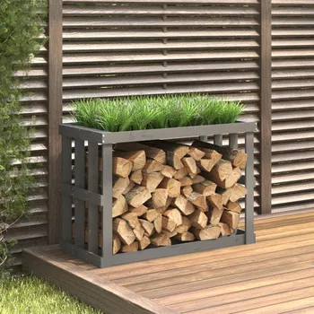 vidaXL Venkovní stojan na dřevo šedý 108 x 52 x 74 cm masivní borovice