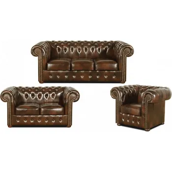 Sedací souprava Falco Sedací souprava Chesterfield Classic 3+2+1 kůže hnědá