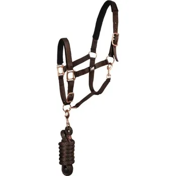 Ohlávka s vodítkem SUPREME Gold brown PONY