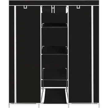 Šatní skříň Textilní přenosná šatní skříň černá - 135 x 45 x 175 cm
