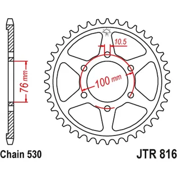 Řetězová sada pro motocykl JT rozeta 816 45 SUZUKI GSXR1100, GSXR750 (92-95) (81645JTZBK) (řetěz 530) barva černá - náhrada s 825 45 (JT rozeta 816 45 SUZUKI GSXR1100, GSXR750 (92-95) (81645JTZBK) (řetěz 530) barva černá - náhrada s 825 45)