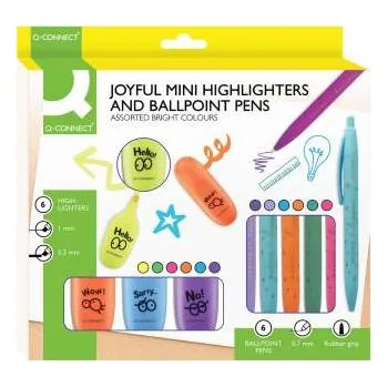 Zvýrazňovač Sada zvýrazňovačů a kuličkových per Q-Connect - 12 ks, mix barev