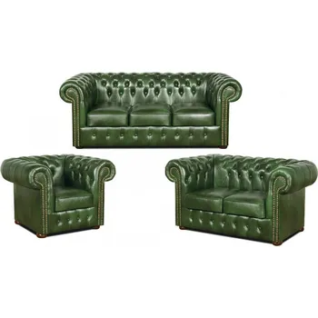 Sedací souprava Falco Sedací souprava Chesterfield Classic 3+2+1 kůže zelená