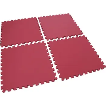 Červená pěnová modulová dětská hrací podložka (4 ks) SPARTAN SPORT - délka 122 cm, šířka 122 cm, výška 1,4 cm