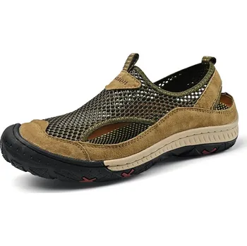 Pánské tenisky sportovní tenisky – prodyšné síťované boty s gumovou podrážkou Barva: Khaki, Velikost: 47