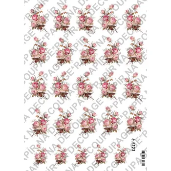 Umělecký papír Rýžový a soft papír na decoupage - Růže vintage - KB01323 Materiál: Soft, Rozměr: A4