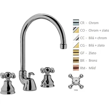 Vodovodní baterie VIOLA umyvadlová 3 otvorová baterie VLV057GF