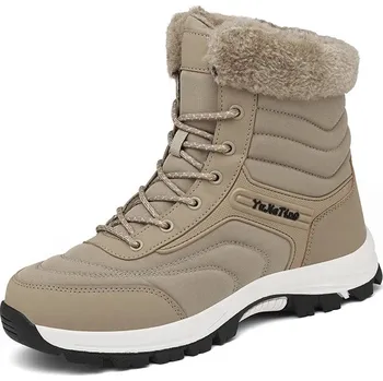 Pánská zimní obuv Zimní kotníkové boty s neklouzavou podrážkou a hřejivou podšívkou Barva: Khaki, Velikost: 43