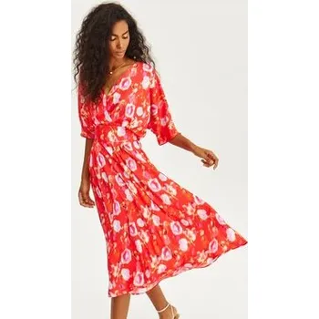 Dámské šaty NAOKO Každodenní šaty Watercolor Roses Červená Regular Fit XS