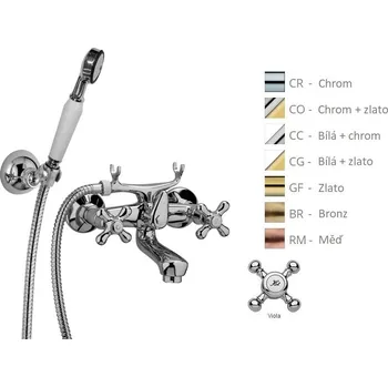 Vodovodní baterie Paffoni VIOLA vanová baterie vč. sprch.kompletu, retro Barva: Chrom VLV024CR