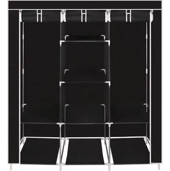 Šatní skříň Textilní přenosná šatníková skříň černá - 130 x 45 x 170 cm