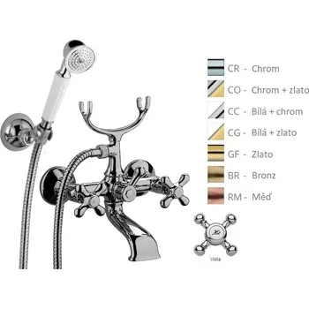 Vodovodní baterie Paffoni VIOLA vanová baterie vč. sprch.kompletu, retro Barva: Barva (bílý lesk nebo černá) + chrom VLV022CC