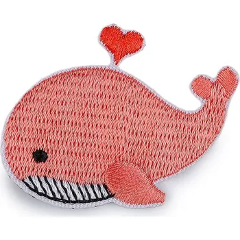 Nášivka Nažehlovačka velryba, žába, sova, koník, barva 3 korálová světlá velryba